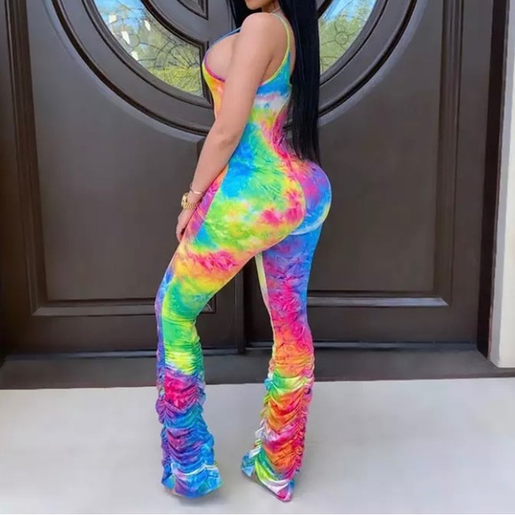 BLUE TIE DYE ROMPER (PLEASE SEE LAST IMAGE FOR ACTUAL COLOR) - Picture 2 of 4